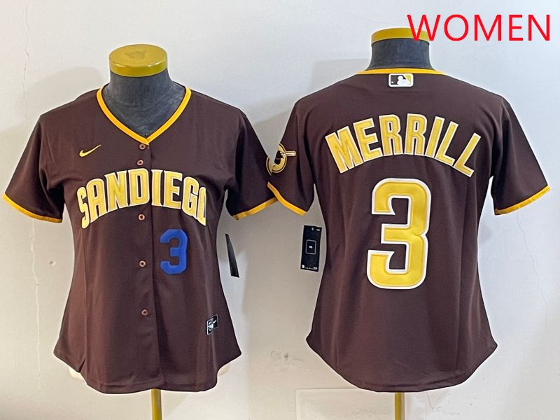 Women San Diego Padres #3 Merrill Brown Game 2025 Nike MLB Jersey style 5->women mlb jersey->Women Jersey